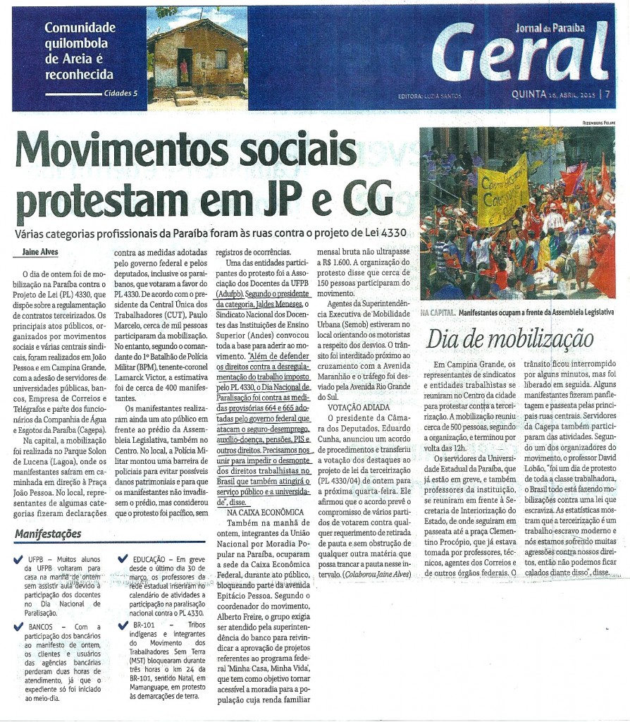 MATÉRIA JORNAL DA PARAÍBA_16_04_2015