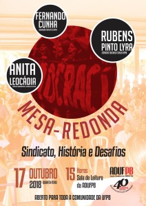 CARTAZ MESA REDONDA - SINDICATO HISTÓRIA E DESAFIOS_17 OUT 2018