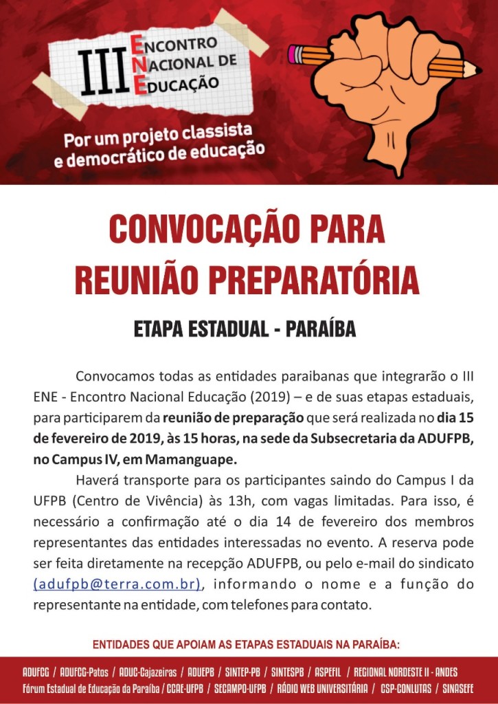 convocação para reunião preparatória do ENE