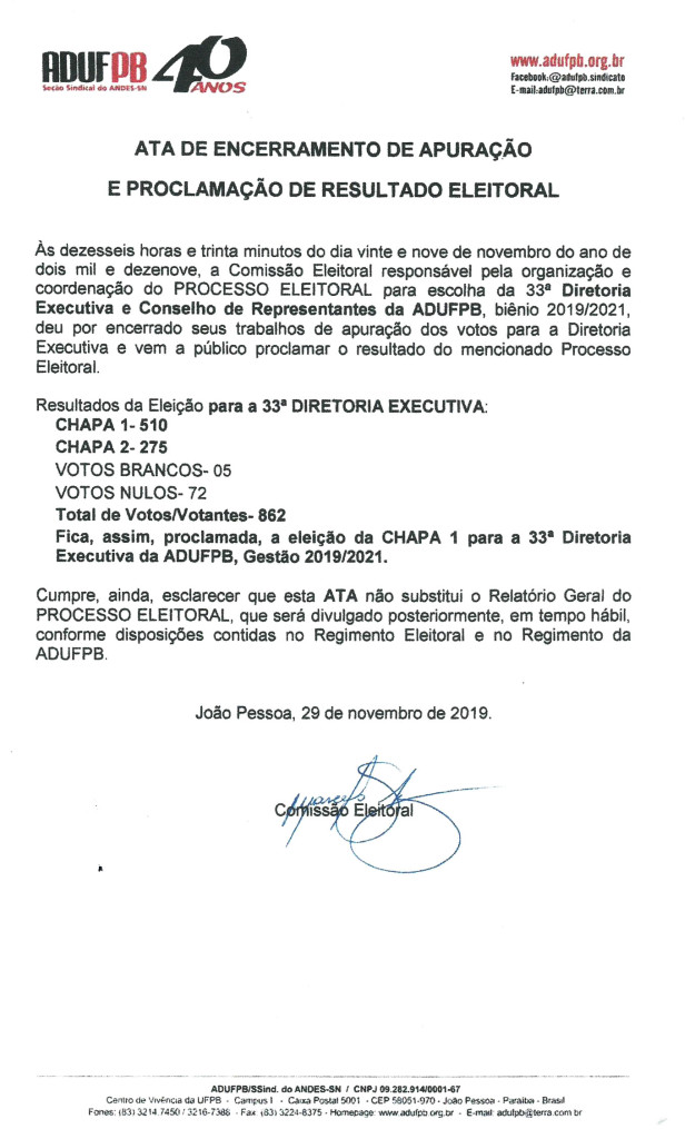 ATA DE ENCERRAMENTO DA APURAÇÃO_ COMISSÃO ELEITORAL