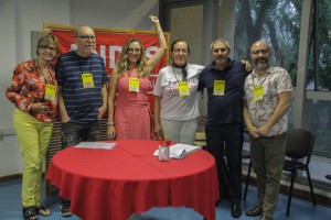 Candidatos das chapas 1 e 2 no momento da inscrição para eleição